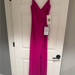 Macy's Hot Pink Draped Maxi Slip Dress